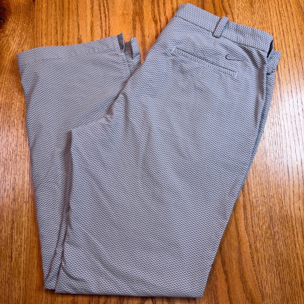 Nike Golf Pants Mens 35x32 Grey Herringbone Performance Stretch 483599-082 FLAW
